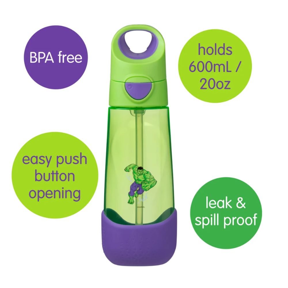 B.BOX 600ml STRAW DRINK BOTTLE - HULK