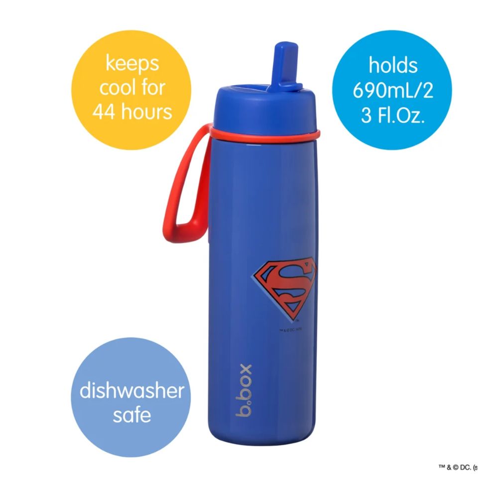 B.BOX 690ml INSULATED FLIP TOP DRINK BOTTLE - SUPERMAN