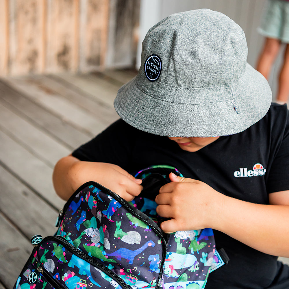 DINO PARTY REVERSIBLE BUCKET HAT - MINI & MEGA SIZE ONLY