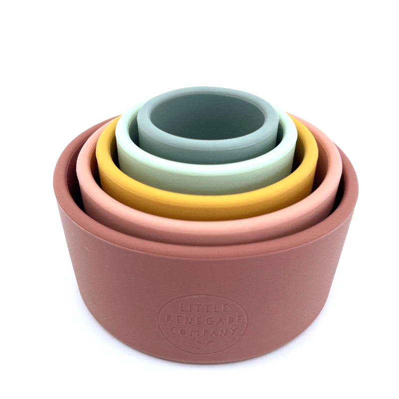 SILICONE STACKING CUPS - 2 COLOURS