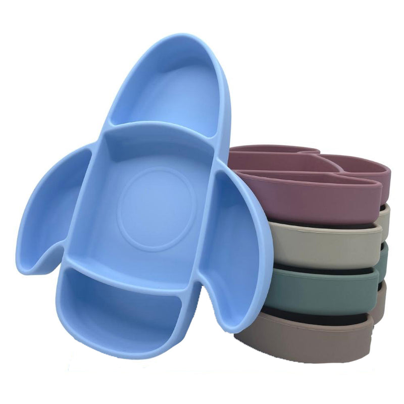 ROCKET SILICONE DIVIDED PLATE - 7 COLOURS
