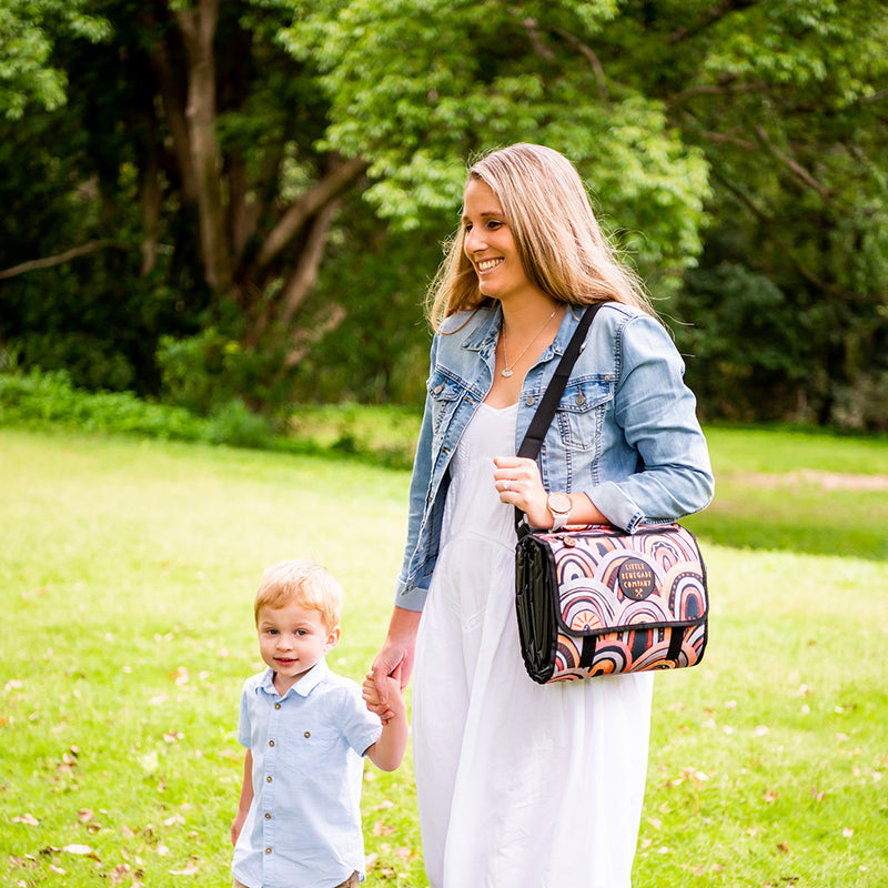Arizona Adventure Mat folded into its built-in carry bag and worn over the shoulder