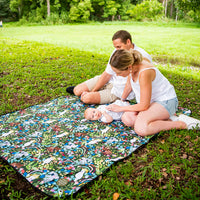 Aussie Natives Adventure Mat spread out outdoors showing its Australian flora and fauna print
