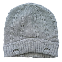 Back view of the Grey Everest Beanie showing the knit detail