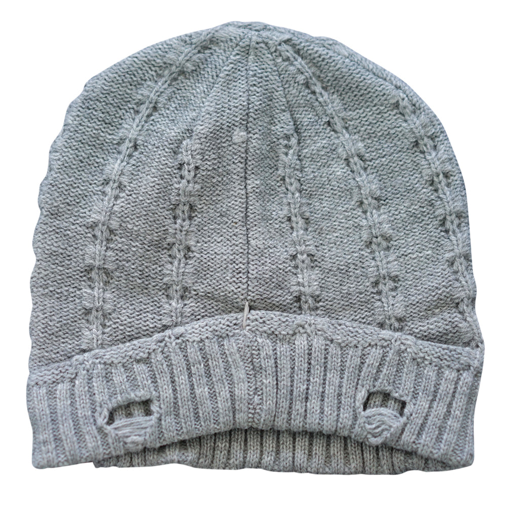 Back view of the Grey Everest Beanie showing the knit detail