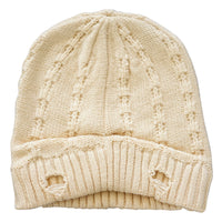 Back view of the Off White Everest Beanie showing the knit detail