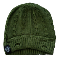 Back view of the Olive Green Everest Beanie showing the knit detail