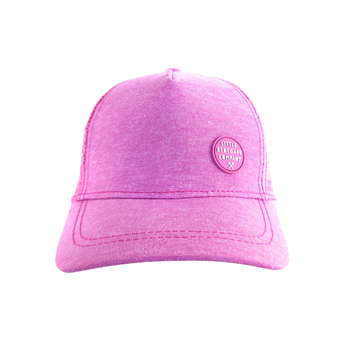 Blush Trucker Cap in pastel pink – front product view